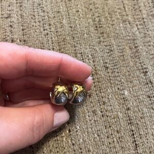 Elegant Silver 925  Hoop Earrings with gold x.  Huggie style